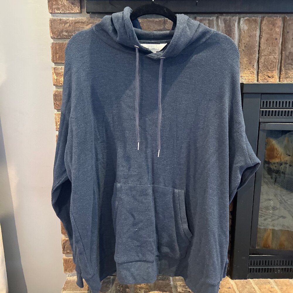 Market & Spruce Navy Blue Waffle Knit Hoodie, 3X
